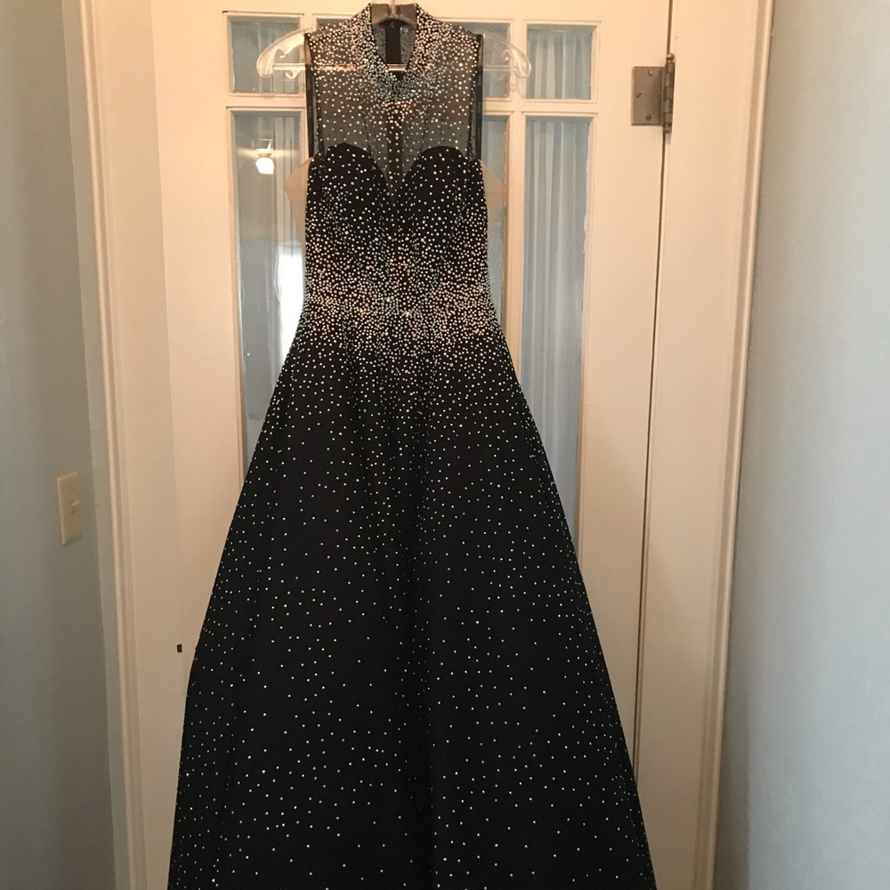 Black sequin dress prom dress